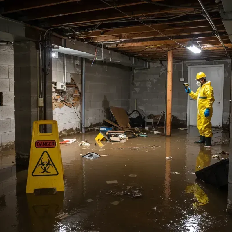 Flooded Basement Electrical Hazard in Arkoma, OK Property